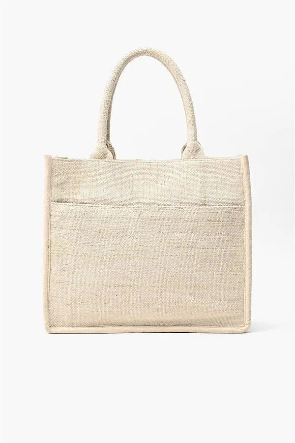 AB23834 Winter White Beaded Tote