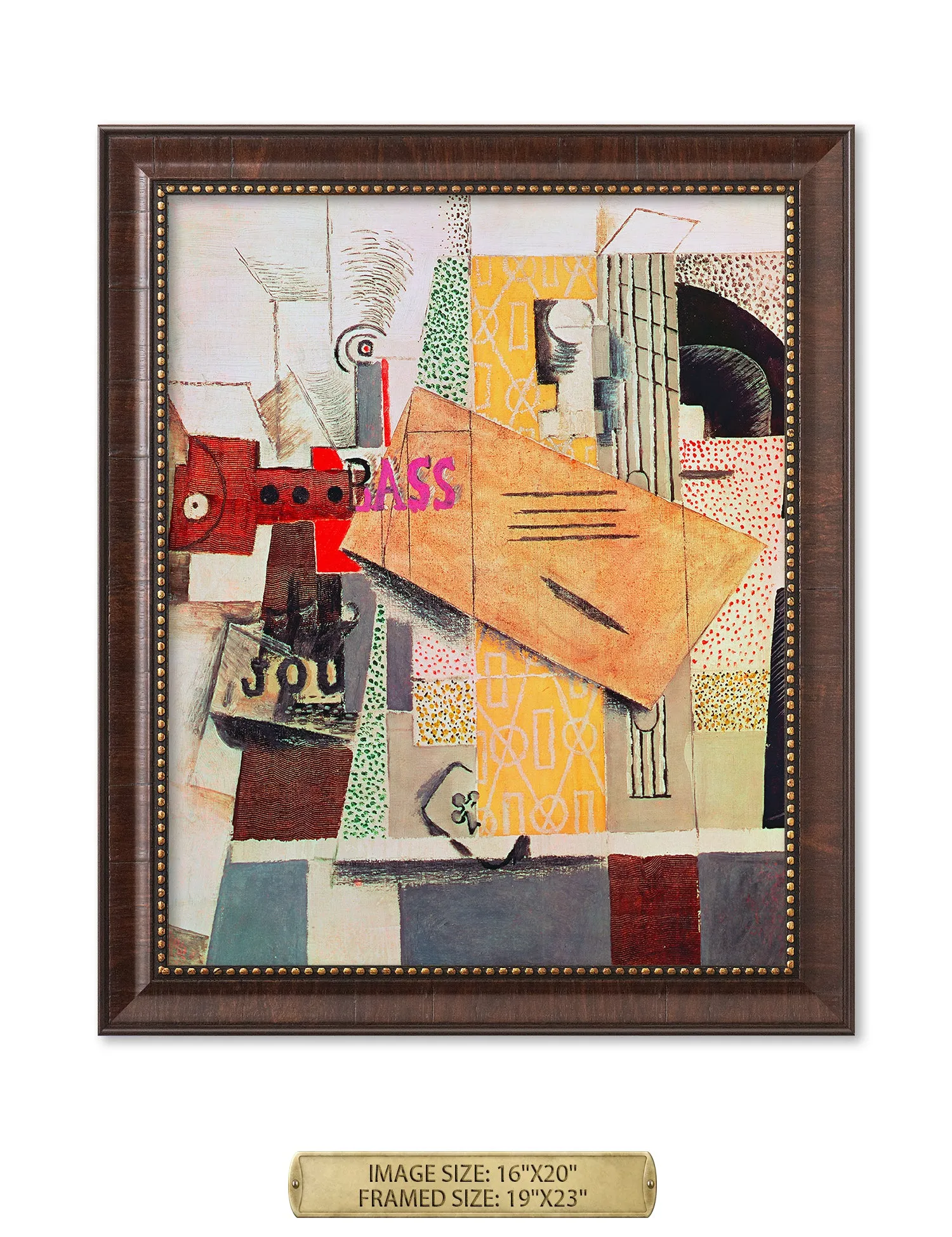 Bottle of Bass Clarinet Guitar Newspaper Ace of Clubs by Pablo Picasso.