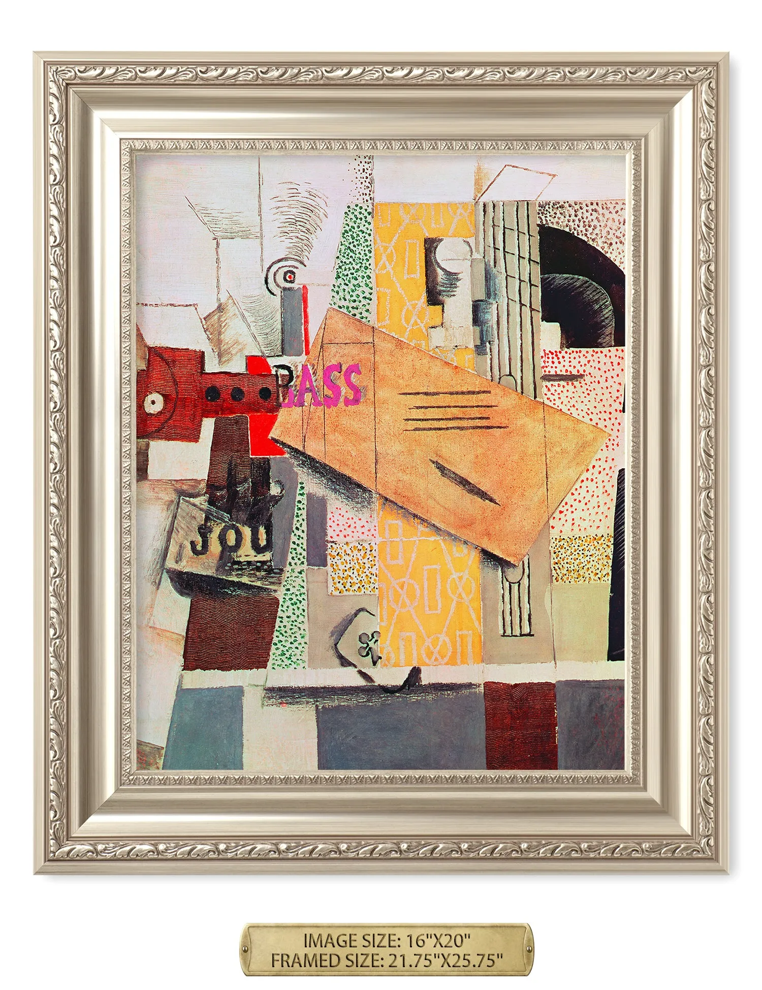 Bottle of Bass Clarinet Guitar Newspaper Ace of Clubs by Pablo Picasso.