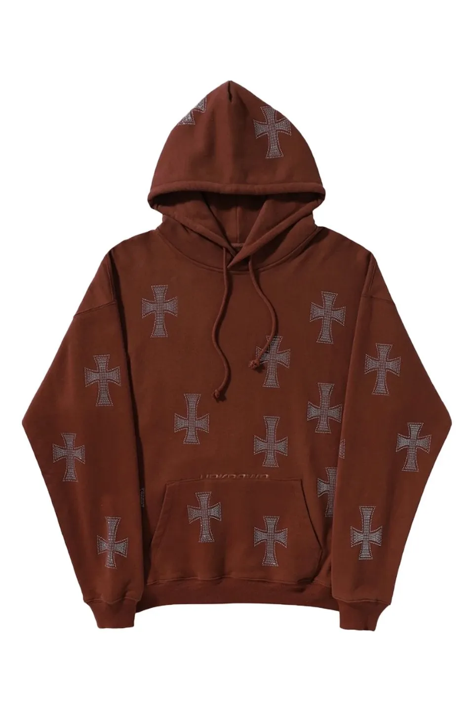 Brown Cross Rhinestone Pullover Hoodie