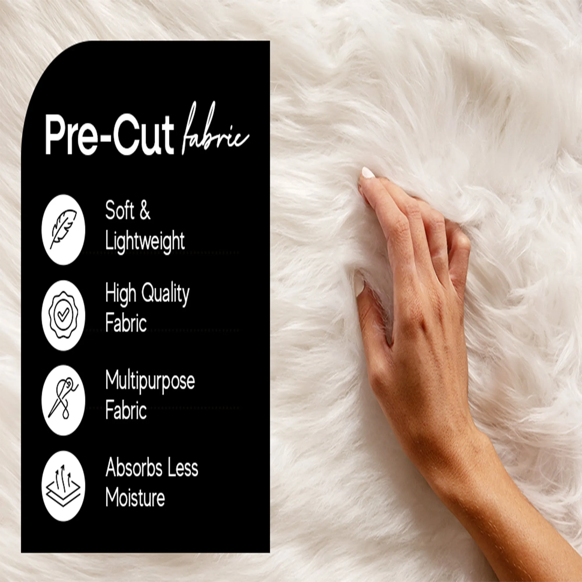 FabricLA Mohair Shaggy Faux Fur Fabric - Pre Cut Strips | Trim Ribbon | DIY Craft, Hobby, Costume, Decoration -Off White