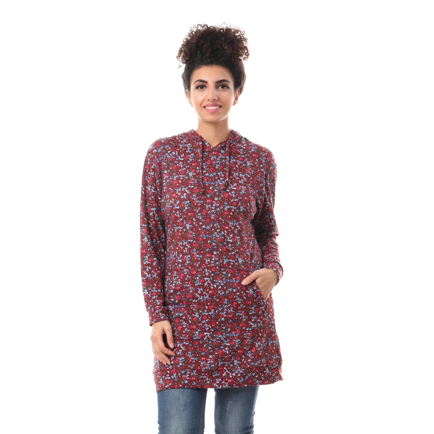 Floral Long Sleeves Hoodie - Kady