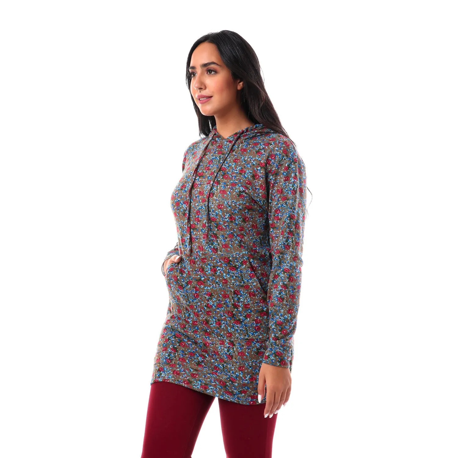 Floral Long Sleeves Hoodie - Kady