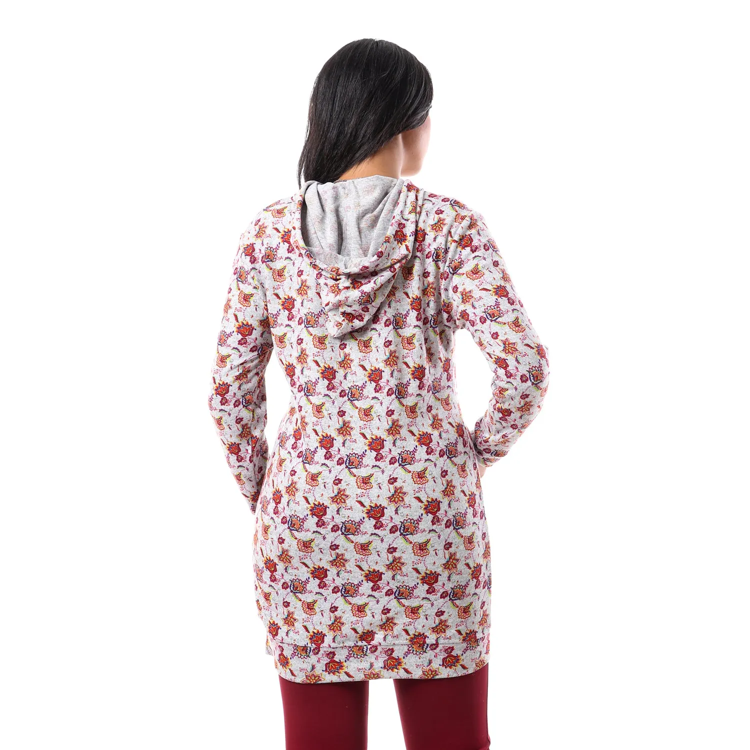 Floral Long Sleeves Hoodie - Kady