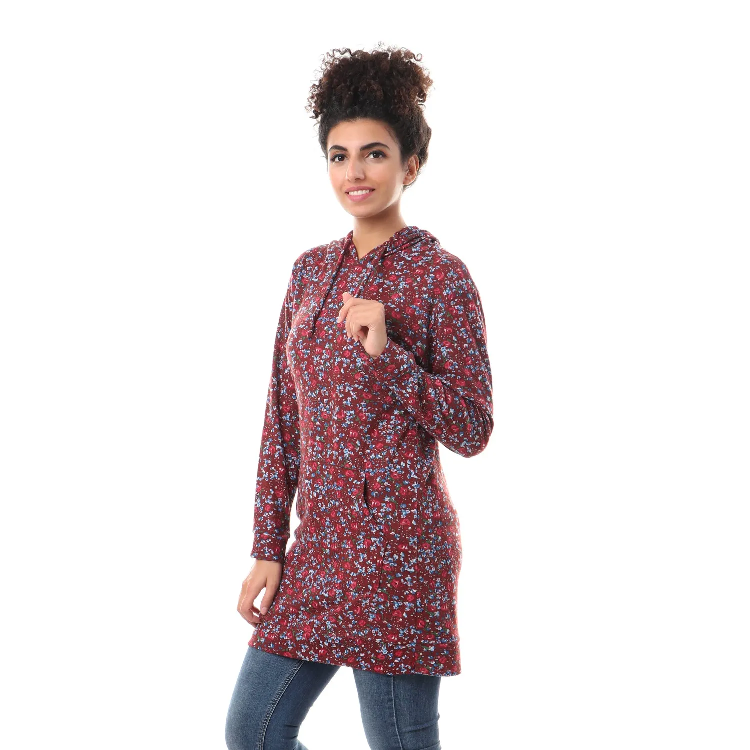Floral Long Sleeves Hoodie - Kady