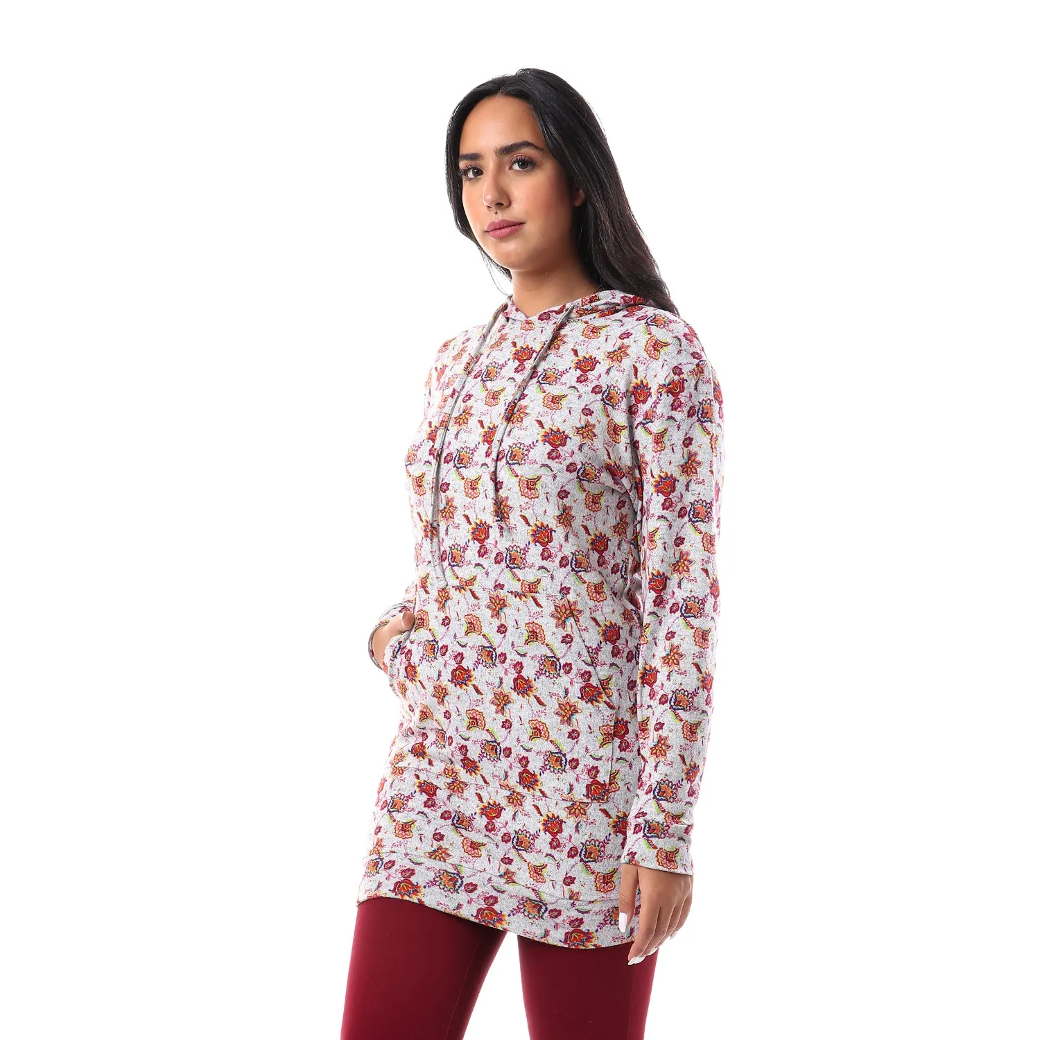 Floral Long Sleeves Hoodie - Kady