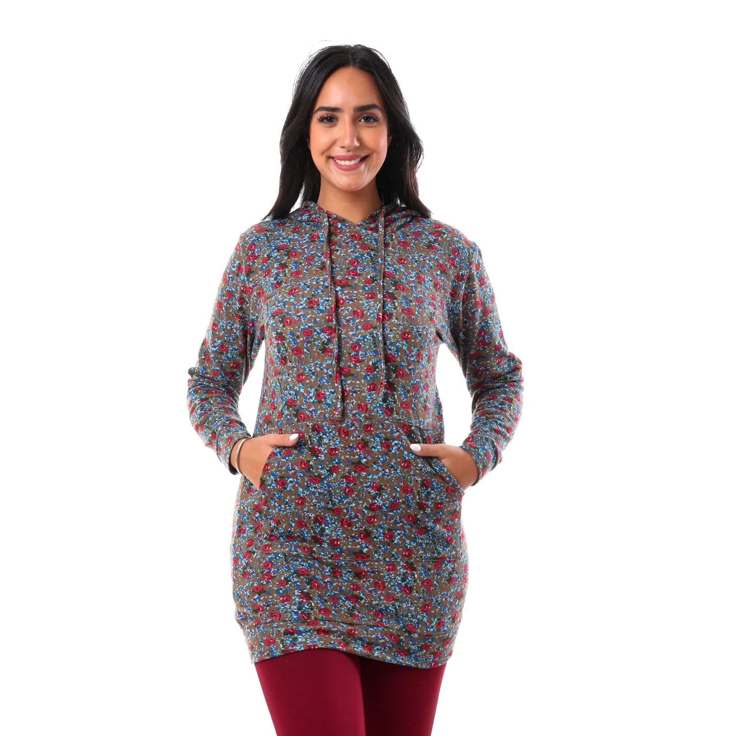 Floral Long Sleeves Hoodie - Kady