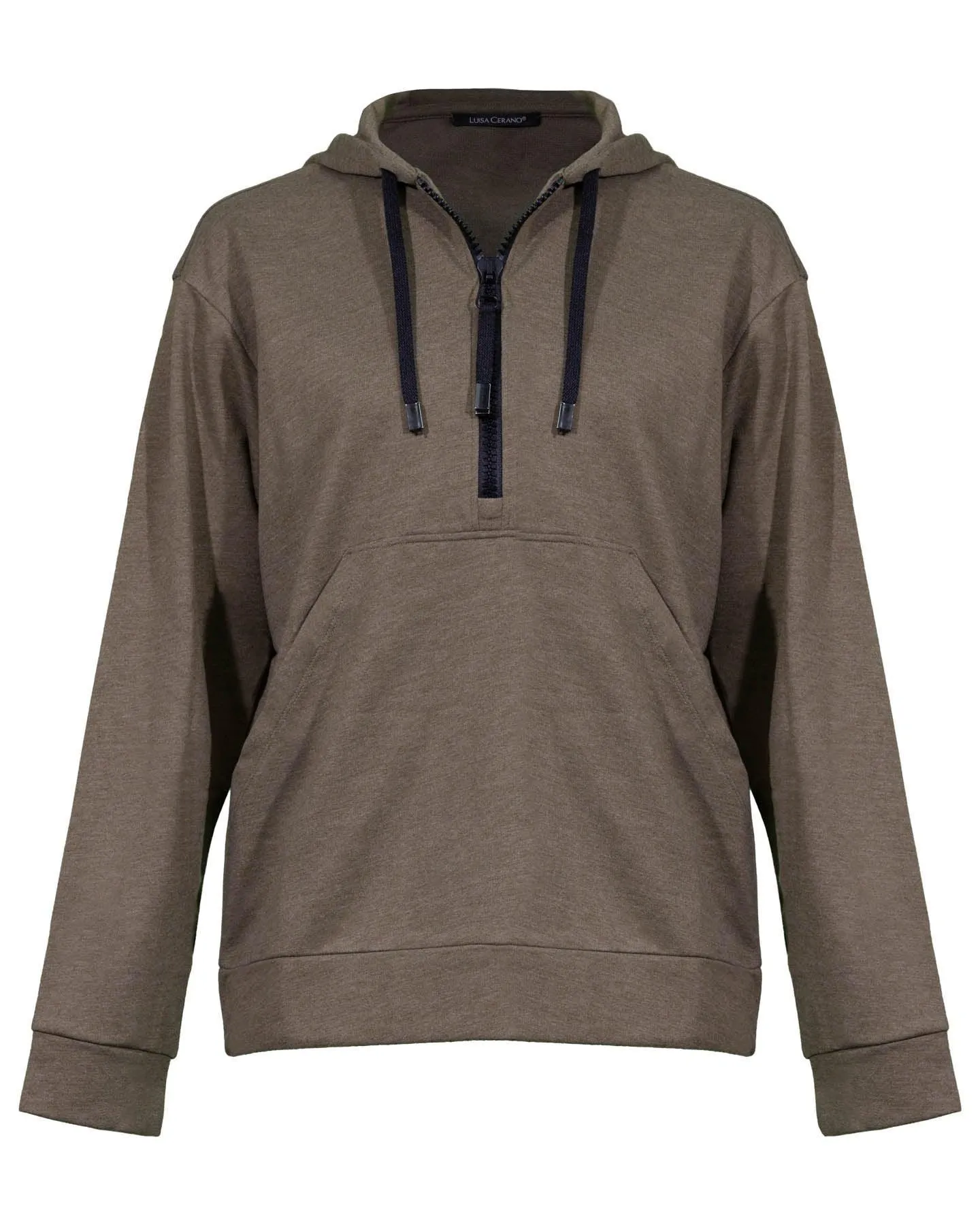 Luisa Cerano Zip Front Kangaroo Pocket Hoodie