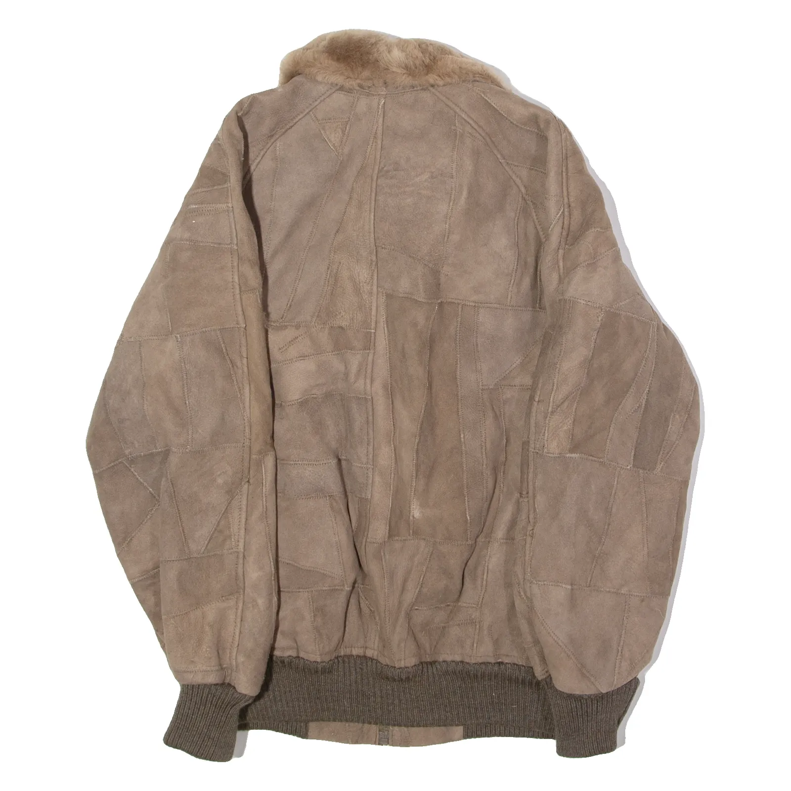 Mens Flight Jacket Brown Shearling Crazy Pattern M