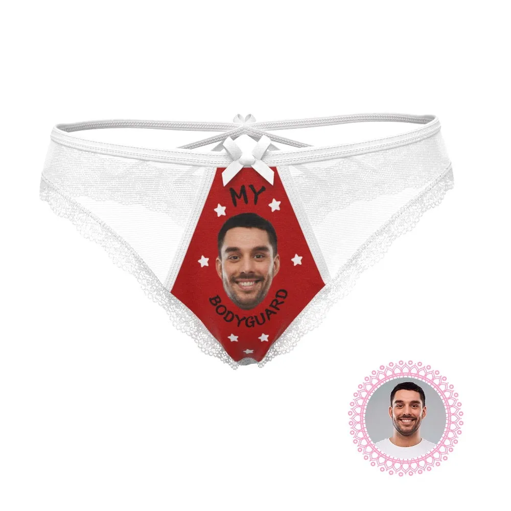 Personalized Face Thong MY BODYGUARD Lace Sexy Pantiesc Unique Gift for Couple