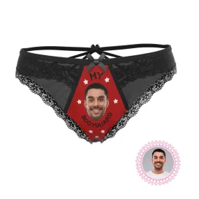 Personalized Face Thong MY BODYGUARD Lace Sexy Pantiesc Unique Gift for Couple