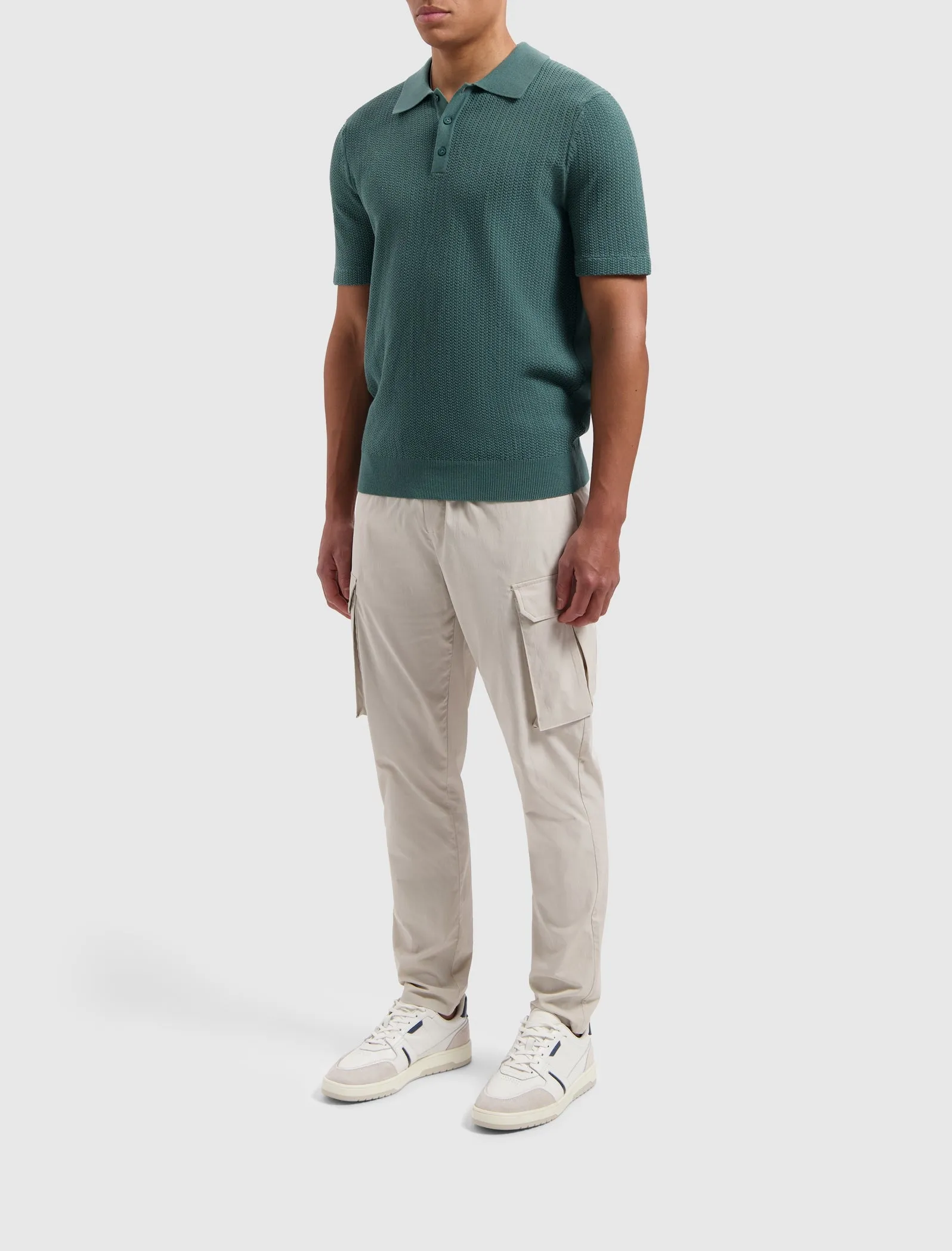 Structure Knitwear Polo | Faded Green