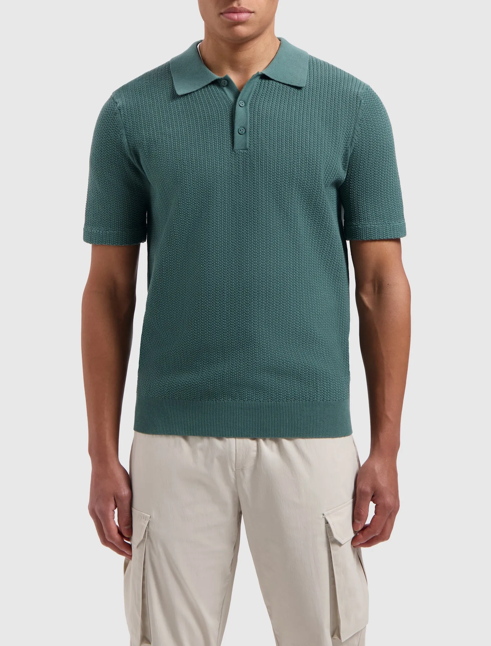 Structure Knitwear Polo | Faded Green