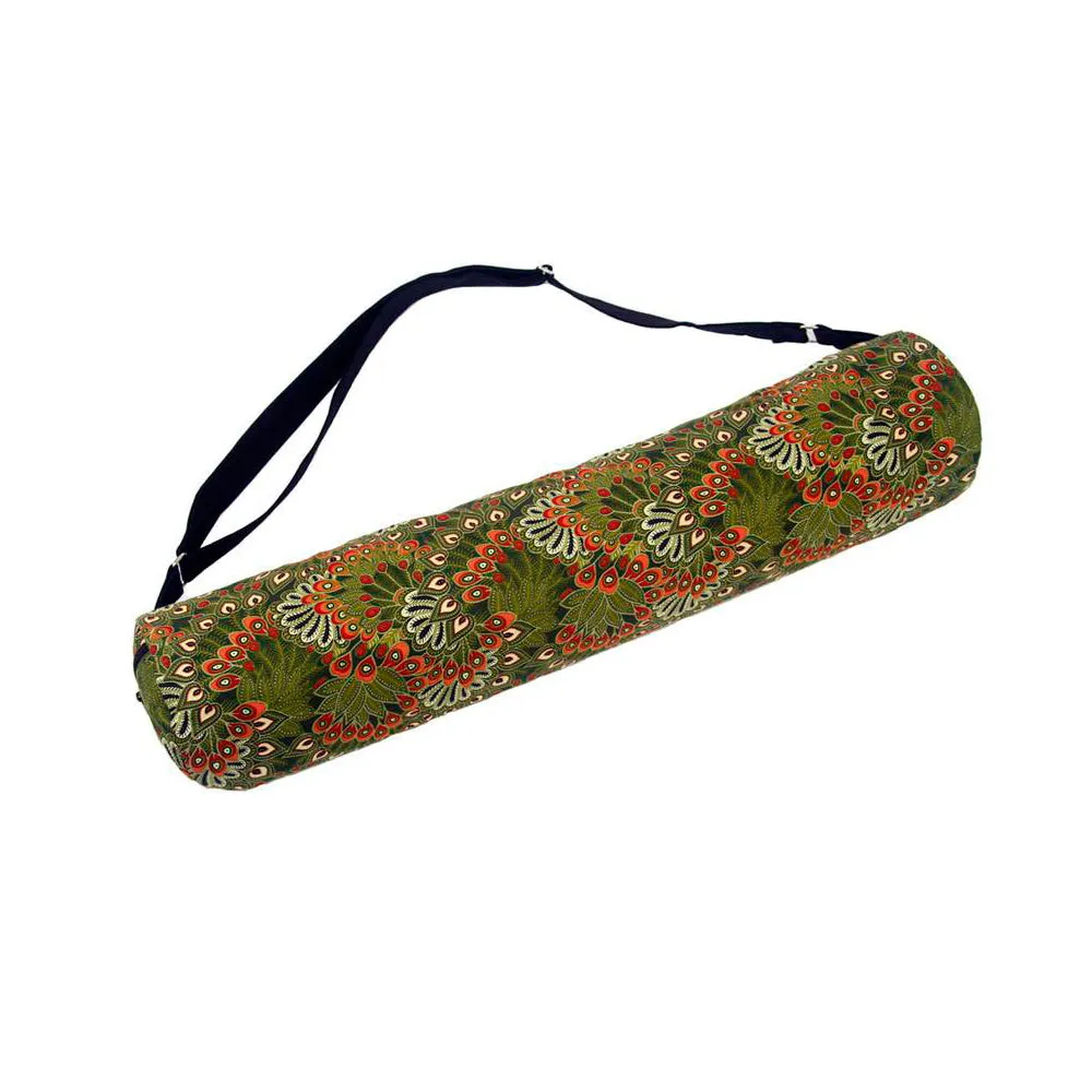 Sturdy Cotton Peacock Yoga Mat Bag