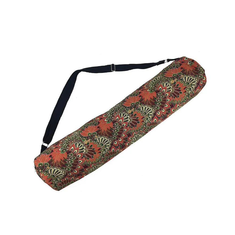 Sturdy Cotton Peacock Yoga Mat Bag