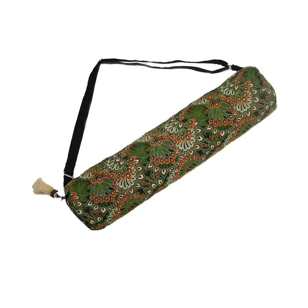 Sturdy Cotton Peacock Yoga Mat Bag