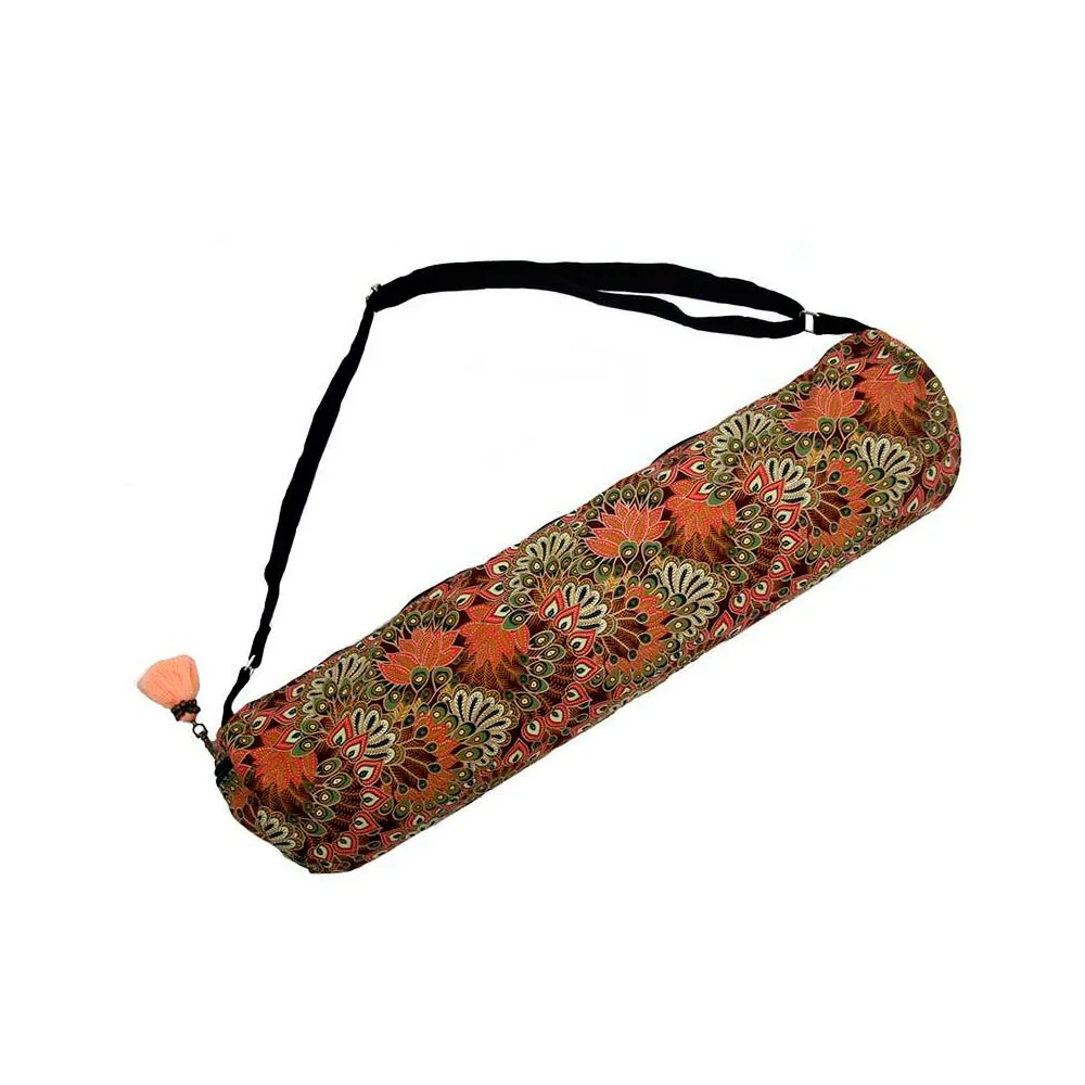 Sturdy Cotton Peacock Yoga Mat Bag